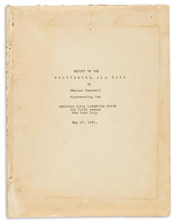 (CIVIL RIGHTS.) Hollace Ransdell. Report on the Scottsboro, Ala. Case.